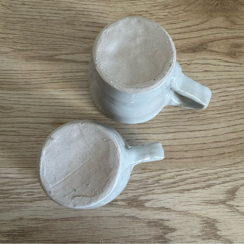 Handmade Art Pottery Mugs Gray Glaze Mismatched Size Rustic Cups Cottagecore RT - Picture 4 of 11